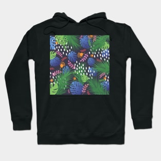 Jungle tropical floral in the night Hoodie